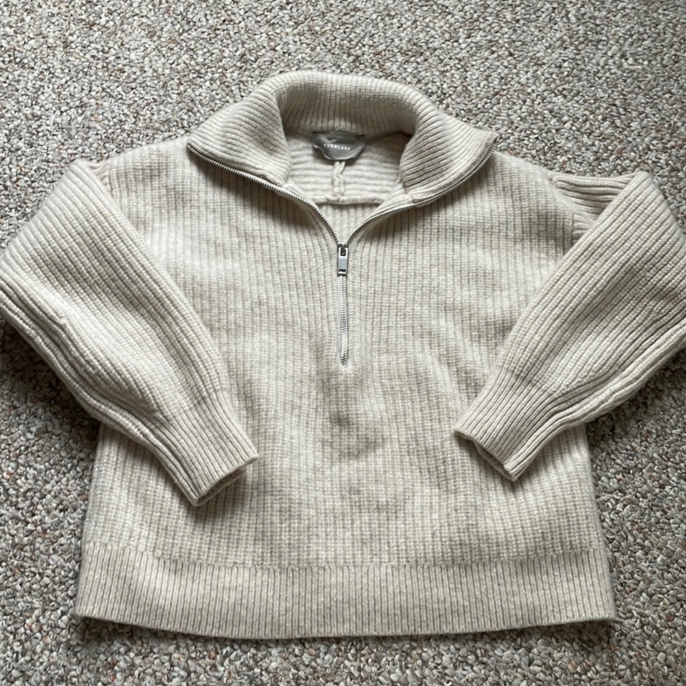 Everlane Cream Half-Zip Sweater